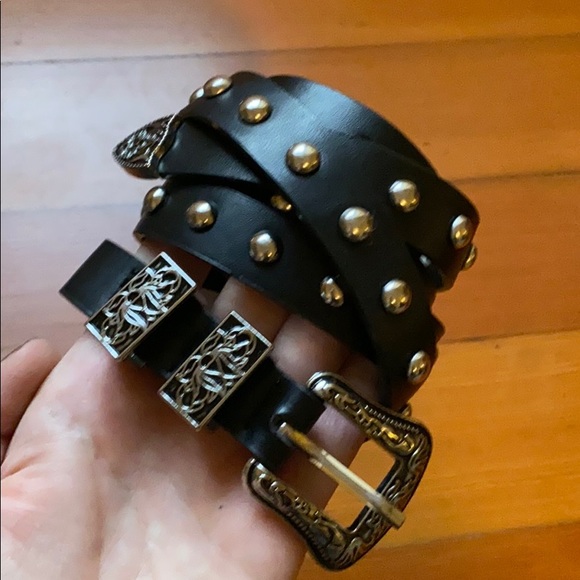 william B Accessories - Western studded skinny belt